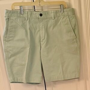 Lands End men’s shorts 36 (8.5” inseam) pale green flat front cotton twill